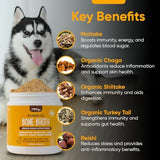 iHeartDogs Bone Broth for Dogs - Bone Broth & Mushroom Gold Powder Supplement for Immune System Support, Improved Mobility & Flexibility and Natural Detox - Turkey Tail Mushroom for Dogs