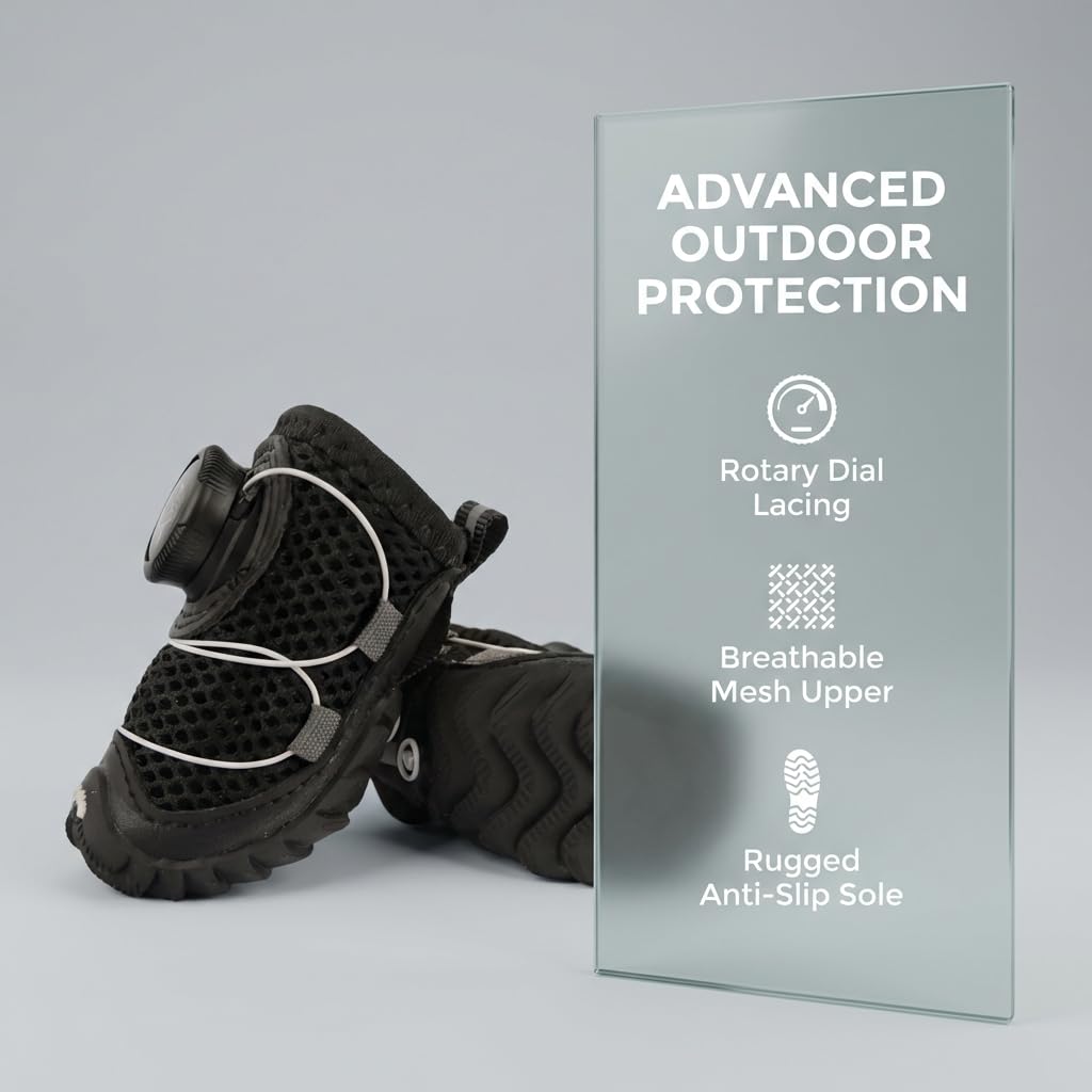 4 Pack Dog Boots with Dial Adjustment, Breathable Mesh Dog Shoes, Anti-Slip Sole Paw Protectors for Outdoor Walking, Hiking, Hot Pavement and Rain, for Small Medium Dogs (Blue, 6 (28-52lbs))