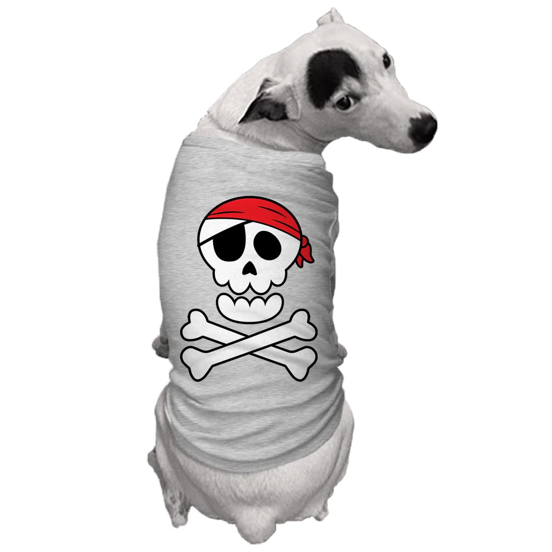 Pirate Skull & Crossbones - Dog Shirt (Light Gray, Medium)