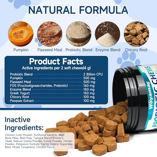 Probiotics for Dogs, 200 Soft Treats Dog Probiotics for Digestive Health & Immune System, Probiotic Chews for Dogs, Support Gut Health | Itchy Skin | Diarrhea | Gas Relief Treatment