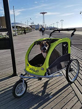 Booyah Large Pet Bike Trailer Dog Stroller & Jogger with Shocks Non Tipping. Green/Yellow