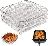 BYKITCHEN 8 inch Square Air Fryer Rack, Set of 3, Stackable Multi-Layer Stainless Steel Dehydrator Rack, Square Air Fryer Accessories for Cosori, Instant Vortex, Nuwave Airfryer, Ninja Foodi Grill