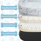 Human Dog Bed for Adults, 40 x 10 x 71 Long Human Size Dog Bed, Removable Cover, Orthopedic Design, Light Grey