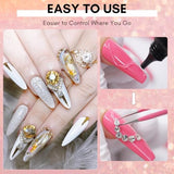 Makartt Champagne Nail Rhinestone with Gel Nail Glue for Gems 15ML Strong Adhesive Nail Rhinestone Glue Round & 3D Shape Flatback Nail Crystal Diamond for Nail Charm Accessories Jewels Decoration