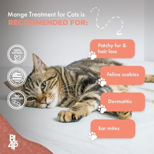 Mange Treatment for Cats, Natural Ear Mite Treatment & Cat Itchy Skin Relief, Helps with Feline Scabies, Feline Dandruff, Shedding, Excessive Grooming and General Cat Skin Care, 400 Odorless Pills