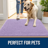 OLANLY Dog Door Mat for Muddy Paws 47x24, Absorbs Moisture and Dirt, Absorbent Non-Slip Washable Doormat, Quick Dry Chenille Mud Mat for Dogs, Entry Indoor Entryway Carpet for Inside Floor, Lavender