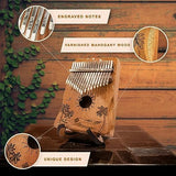 Orora Kalimba 17 Keys Thumb Piano - Songbook included with 25 Songs - Varnished Wood Musical Instrument - Finger Piano with Protection Case, Stand, Accessories - Unique Gift