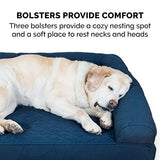 Furhaven Orthopedic Dog Bed for Large Dogs w/ Removable Bolsters & Washable Cover, For Dogs Up to 125 lbs - Quilted Sofa - Navy (Blue), Jumbo Plus/XXL