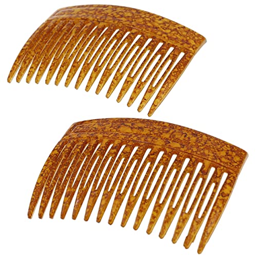 Camila Paris CP3330 French Hair Side Comb, 3 inch Small Amber, French Twist Hair Combs Decorative, Strong Hold Hair Clips for Women Bun Chignon Up-Do Styling Girls Hair Accessories, Made in France