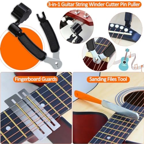 28Pcs Guitar Tool Kit, Guitar Accessories Gifts for Men, Guitar Maintenance Kit with Carry Bag, Guitar Repair Kit for Acoustic Electric Guitar Ukulele Bass Banjo, TIMDAM Guitar Setup Kit Guitar Gifts