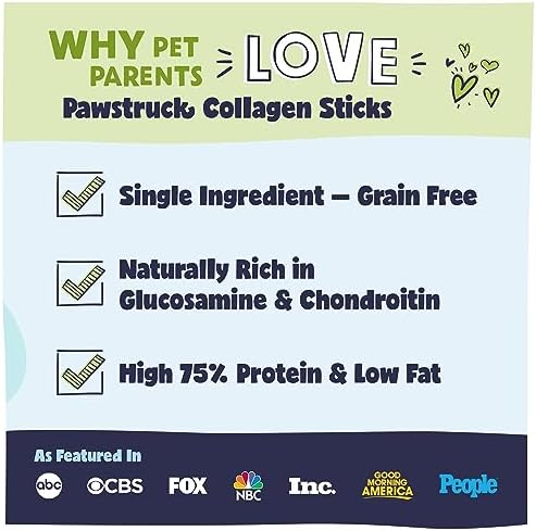 Pawstruck Natural Large 12" Beef Collagen Sticks for Dogs – Long-Lasting Rawhide Alternative, High Protein Treats with Chondroitin & Glucosamine – 5 Pack