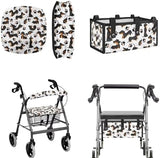 LedBack 3 Pack Rollator Accessories Walker Seat and Backrest Rollbar Covers Walker Storage Bag Dachshund Print Universal Walker Accessories for Mobility Scooter