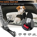 SlowTon 2 Pack Dog Seat Belt, 2 in 1 Attachment, Hook Latch Bar or Seatbelt Buckle with Elastic Nylon Bungee Buffer Adjustable Reflective Nylon Safety Belt Tether Connect to Dog Harness (2pack-GY)