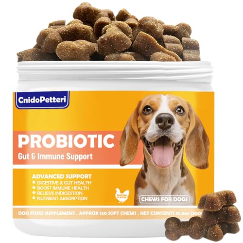 Probiotics for Dogs - 6 Digestive Probiotics & 6 Enzymes for Itchy Skin,Digestion & Gut Support,Helps Diarrhea, Yeast Infection, Upset Stomach,Allergies & Immune System Support-150 Chews