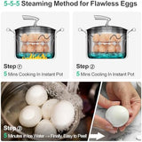 GSlife Egg Steamer Rack - Stackable Instant Pot Egg Rack with Heat Resistant Silicon Handles, Cook 18 Eggs, Stainless Steel Egg Steaming Rack for 6, 8 Qt Pressure Cooker Accessories, Kitchen Steam Rack, 2 Pack