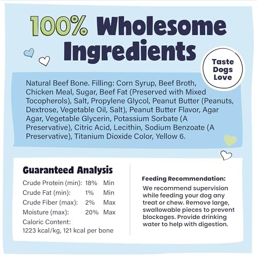 Pawstruck Small 3" Filled Dog Bones, Peanut Butter Flavor - Made in USA Long Lasting Stuffed Femur for Aggressive Chewers Dental Treat - Pack of 10 - Packaging May Vary