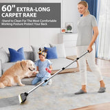 Carpet Rake for Pet Hair Removal: 60" Adjustable Long Handle Pet Hair Removel Tool, 2 in 1 TPU and Copper Pet Hair Remover Broom, Reusable Cat Dog Hair Remover Carpet Scraper (Black)