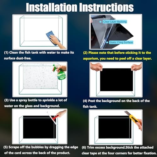 Aquarium Background Static Cling Black Fish Tank Background Wallpaper Fish Tank Backdrop Vinyl Aquarium Poster Background 31 x 16 in