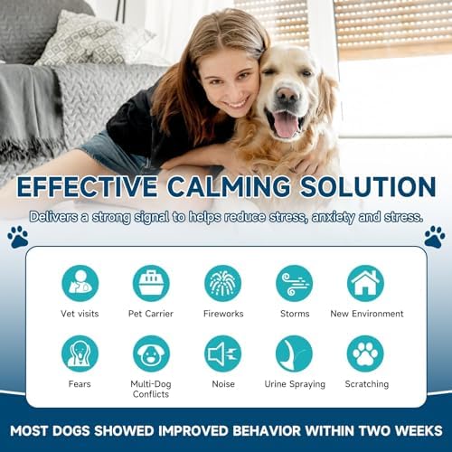 6-in-1 Calming Plug-in for Dogs with 2 Diffuser + 4 Refills, 120 Days Anxiety Relief Stress Appeasing Pheromone Diffuser