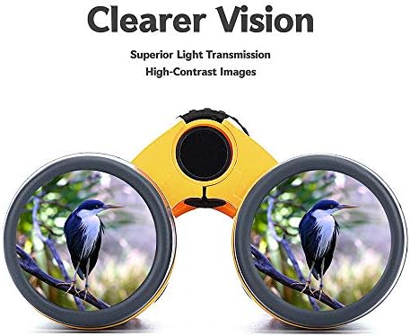 Compact Binoculars for Kids Bird Watching Hiking Camping Fishing Accessories Gear Essentials Best Toy Gifts for Boys Girls Children Toddler Waterproof 5X30 Optical Lens Including Compass