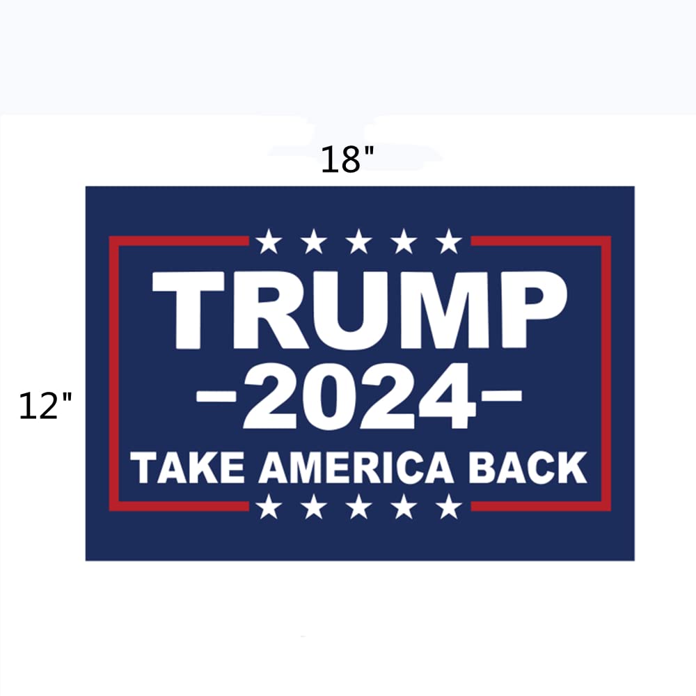 ROYALITA Trump 2024 Yard Sign with H-Stakes - Double Sided 18x12 Inch Trump Take America Back Signs, Placard Voted for Trump Lawn Signs Triggering Signs Rally Decoration Outdoor Lawn Yard Signs