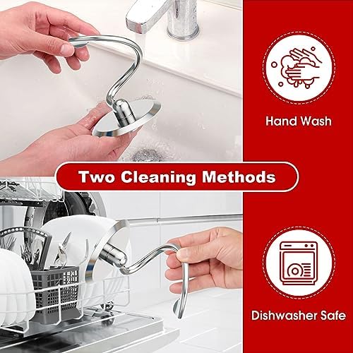 GVODE Stainless Steel Spiral Dough Hook for KitchenAid Stand Mixer, Bread Hook Attachment Fits 4.5-5 QT Mixing Bowl for Tilt-Head Stand Mixers, For KitchenAid Stand Mixer Accessories, Dishwasher Safe