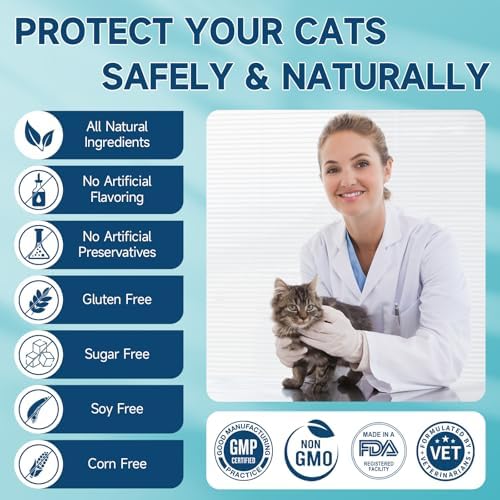 Flea Treatment for Cats, 200 Treats Flea and Tick Prevention for Cats Chewables, Natural Cat Flea and Tick Treatment Pills Daily Oral Flea Supplement, Kitten Cat Flea Treatment, Chicken Flavor