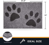 PURRUGS Dirt Trapper Door Mat 20" x 31.5", Non-Skid/Slip Machine Washable Microfiber Entryway Rug, Dog Doormat, Super Absorbent Welcome Mat for Muddy Wet Shoes and Paws, Grey