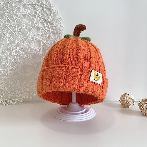 Pumpkin Knitted Beanie Hat Winter Thick Warm Soft Cute Hat Capfor Infant Kids Toddler Boys Girls for Halloween Christmas Orange