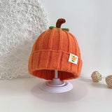 Pumpkin Knitted Beanie Hat Winter Thick Warm Soft Cute Hat Capfor Infant Kids Toddler Boys Girls for Halloween Christmas Orange