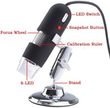 Microscope Accessories Kit 500X Pixels 2MP Digital Microscope 8 LED Digital USB Microscope Stereo Camera Microscope Slides