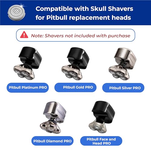12 Pack Shaver Replacement Blades Compatible with Skull Shaver Pitbull Gold PRO & Silver - 4 Head Skull Shaver Blades, Enhanced Pitbull Shaver Replacement Heads for Superior Shaving