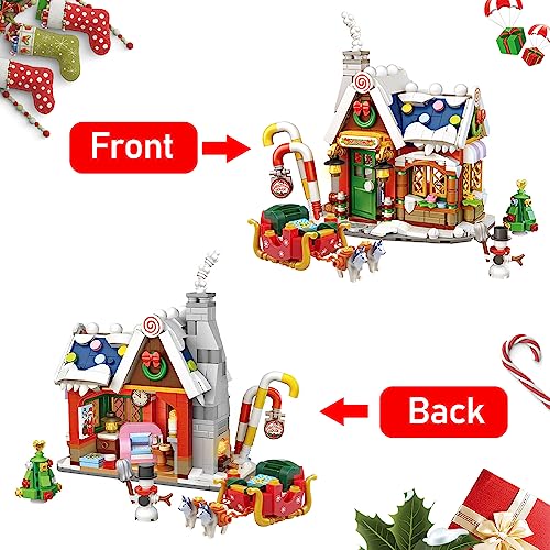 Christmas House Building Kit, Santa’s Visit Block Toys Set, 788 PCS Great Holiday Present Idea for Christmas Scene to Display, Party Gift for Boys Girls 6-10 Years Old