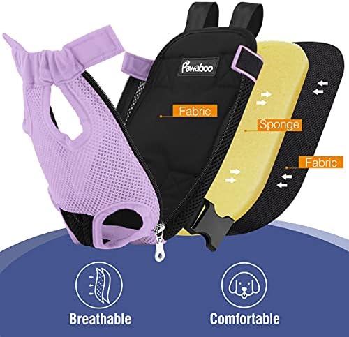 Pawaboo Pet Carrier Backpack, Adjustable Pet Front Cat Dog Carrier Backpack Travel Bag, Legs Out, Easy-Fit for Traveling Hiking Camping for Small Medium Dogs Cats Puppies, Small, Purple