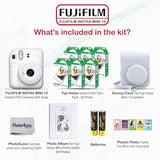 Fujifilm Instax Mini 12 Instant Camera Bundle with Fujifilm Instax Mini Instant Film Value Pack (60 Sheets) with Accessories Including Protective Case, Strap, Photo Album (Clay White)
