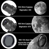 80x600mm AZ Telescope, Travel Telescopes for Adults Astronomy Beginners with 13 Pieces Telescope Accessories Kit