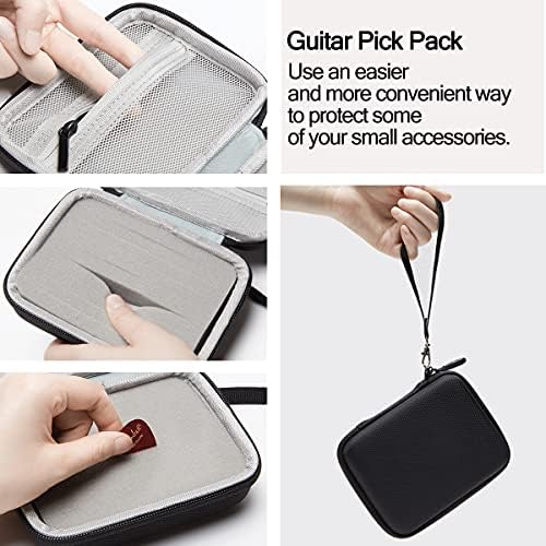 Guitar Pick Holder Case Compatible for Fender, ChromaCast, D'Addario, JIM DUNLOP, Bolopick, UNLP MUSICAL INSTRUMENT Guitar Accessories, All Size Picks Storage Pouch Box-Bag Black