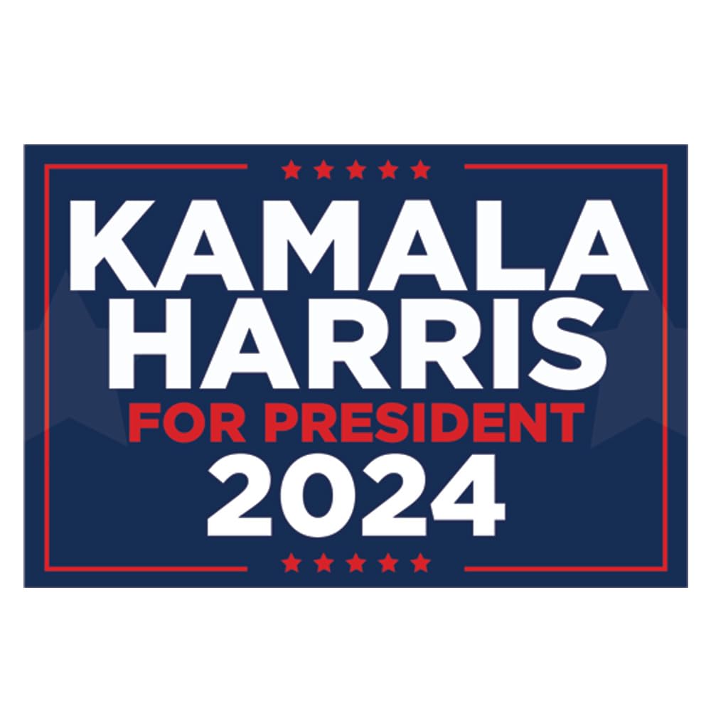 Kamala Harris for President 2024 Yard Sign - Kamala Harris 2024 Blue Stars Lawn Sign - 18" x 24" Double Sided Corrugated Plastic - Includes H Stake - 1 Road Sign