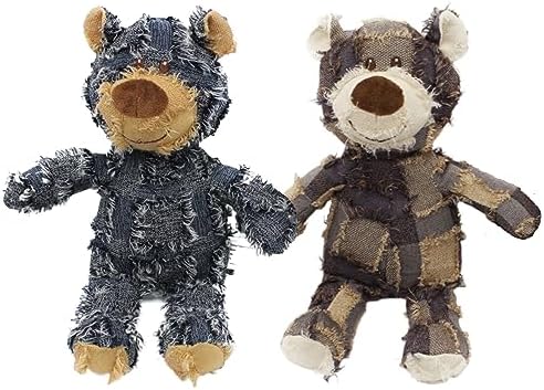 Dog Companion for Heavy Chewers- Indestructible Robust Bear Dog Toy, Resistant Squeaky Dog Toys for Heavy Chewers, Unbreakable Stuffed Plush Dog Toys for Aggressive Chewers (E-Navy+Purple)