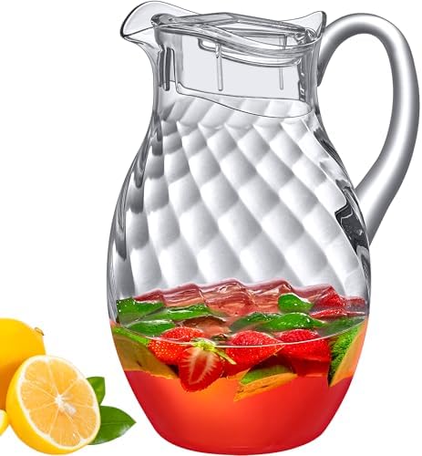 Amazing Abby - Bubbly Whirly Grand - Plastic Pitcher (96 oz, 3 Quart), Clear Water Pitcher with Lid, Fridge Jug, BPA-Free, Shatter-Proof, Great for Iced Tea, Sangria, Lemonade, Juice, Milk, and More