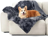 Bedsure Waterproof Dog Blankets for Medium Dogs - Calming Cat Blanket for Couch Protector Washable, Long Faux Fur Pet Throw Blanket for Puppy, Reversible Furniture Protection, 30"x40", Tie-dye Grey