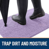 OLANLY Dog Door Mat for Muddy Paws 47x24, Absorbs Moisture and Dirt, Absorbent Non-Slip Washable Doormat, Quick Dry Chenille Mud Mat for Dogs, Entry Indoor Entryway Carpet for Inside Floor, Lavender