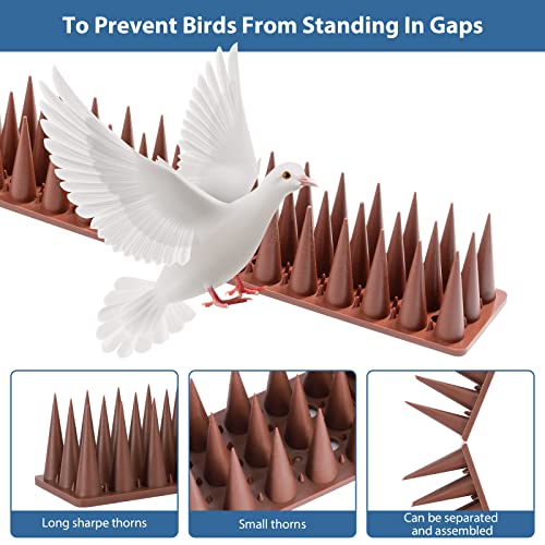 Bird Spikes, 20 Pack Bird Squirrel Raccoon Pigeon Cat Animal Deterrent Spikes for Outside Anti Bird Defender Spikes Outdoor to Keep Birds Away Brown