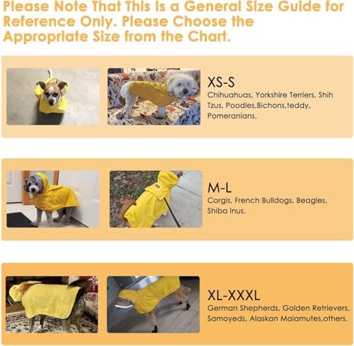 Lukovee Dog Raincoat, Adjustable Dog Rain Jacket with Clear Hooded Double Layer for Large Medium Small Dogs Puppies, Waterproof Dog Rain Coat Poncho with Reflective Storage Pocket & Rim (Yellow, M)