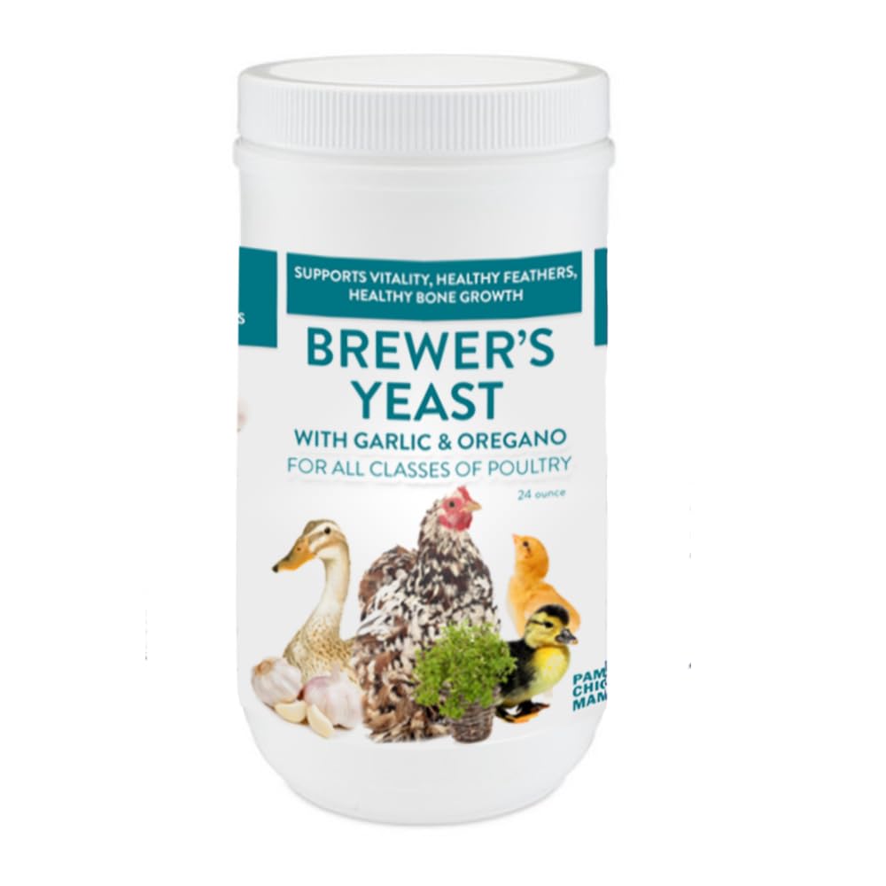 Brewer's Yeast for Ducks & Chickens with Garlic & Dried Oregano (24 Ounce) | Niacin for Ducks, Chicks, and Adult Chickens | Chicken Probiotic & Amino Acids| Pampered Chicken Mama (24 Ounce)