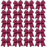 Hipcheer 20pcs 8" Large Maroon Cheer Bows for Girls, Hand-made Grosgrain Ribbon Hair Accessories for Teen Girls Softball Cheerleader Sports (Maroon 2)