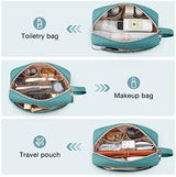 BAGSMART Makeup Bag, Elegant Roomy Cosmetic Pouch for Purse,Travel Zipper Pouch,Water-resistant Toiletry Bag,Makeup Accessories Organizer, Teal