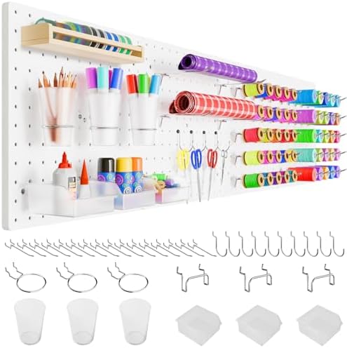 FZK Peg Board,36pcs Pegboard Kit, Includes 4 White Pegboard and Pegboard Accessories,Plastic Pegboard,Pegboard with Hooks,Pegboard Wall Organizer for Office, Craft Room Peg Board Organizer