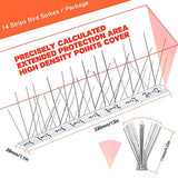 WELLUCK Bird Spikes for Small Birds Pigeons, 15 Feet /14 Strips Anti Bird Fence Spike, Nest Prevention Bird Off Spike Repellent, Stainless Steel, Smooth Polishing Harmless Deterrent