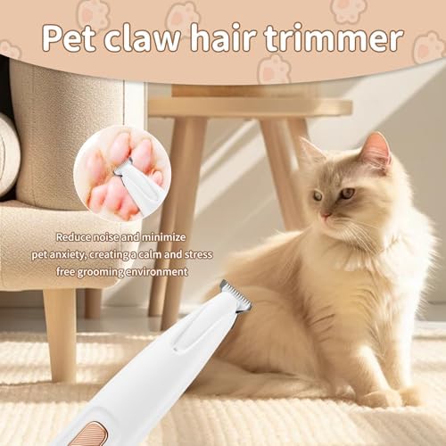 Upgraded Dog Paw Trimmer - Rechargeable Pet Shaver with LED Light, Low Noise Clippers for Eyes, Ears, Face & Rump